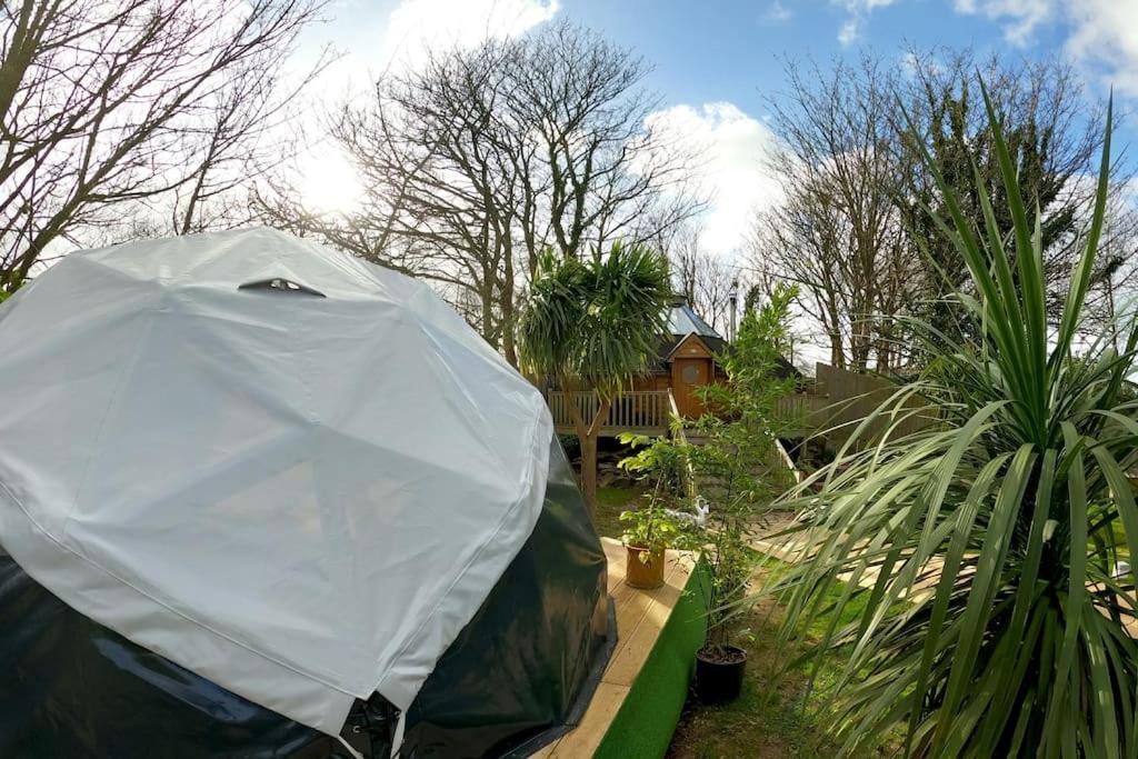 Romantic Treehouse With Hot Tub & Bbq Lodge Praze an Beeble Exterior foto